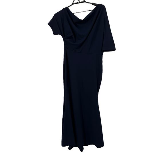 Betsy & Adam Madeline Long scuba crepe off the shoulder drop dress size 12 - Picture 1 of 8